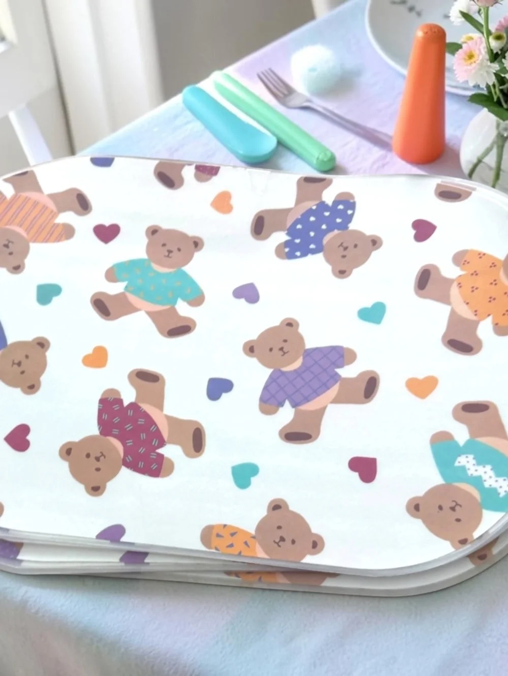 Vintage 1960s Children's Bear Print Placemat Set – Mid-Century Retro Kitsch (8)